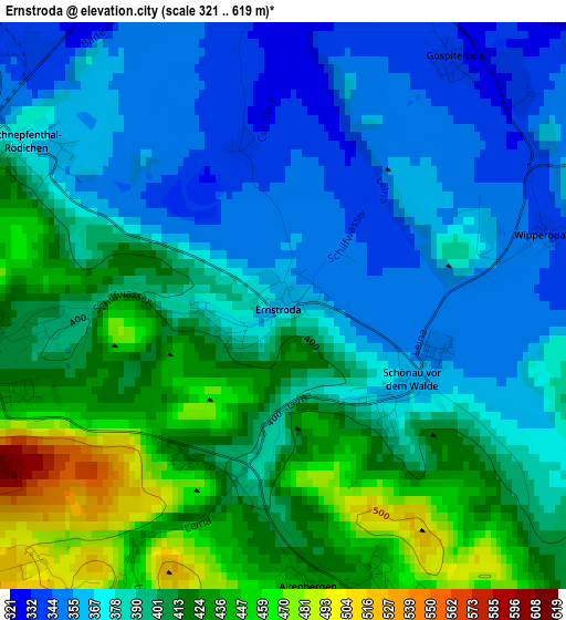 Ernstroda elevation map