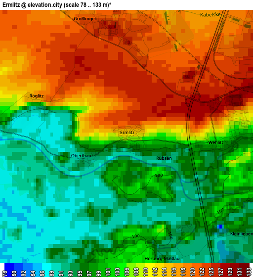 Ermlitz elevation map