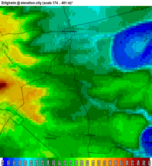 Erligheim elevation map