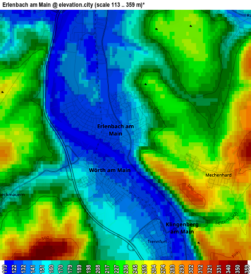 Erlenbach am Main elevation map