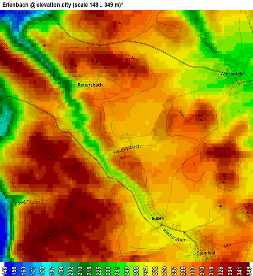 Erlenbach elevation map