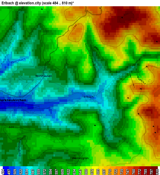 Erlbach elevation map