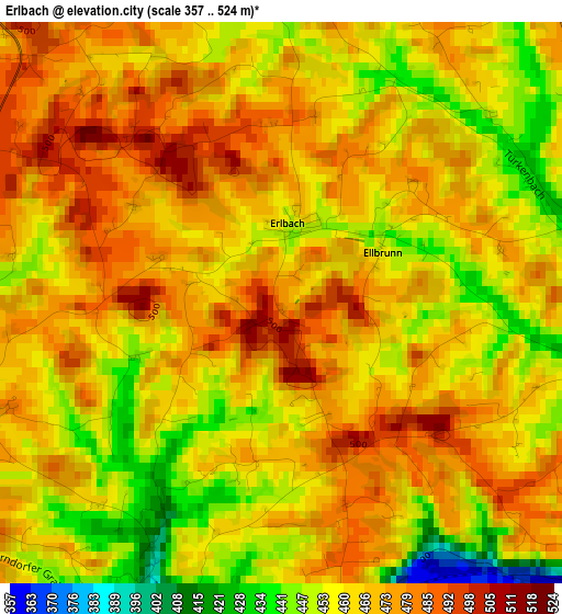 Erlbach elevation map