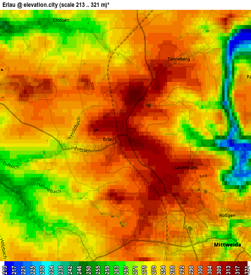 Erlau elevation map