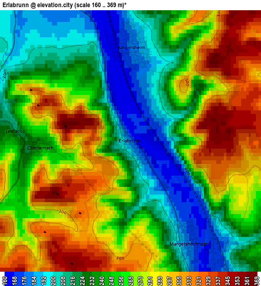 Erlabrunn elevation map