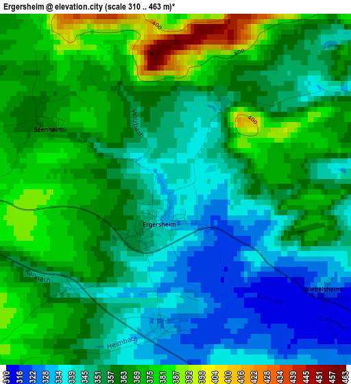 Ergersheim elevation map