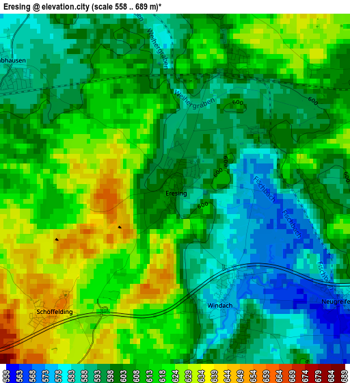 Eresing elevation map