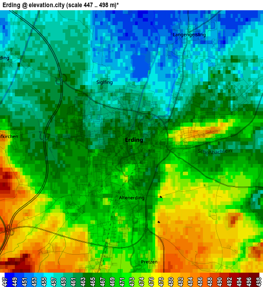 Erding elevation map