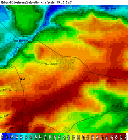 Erbes-Büdesheim elevation map