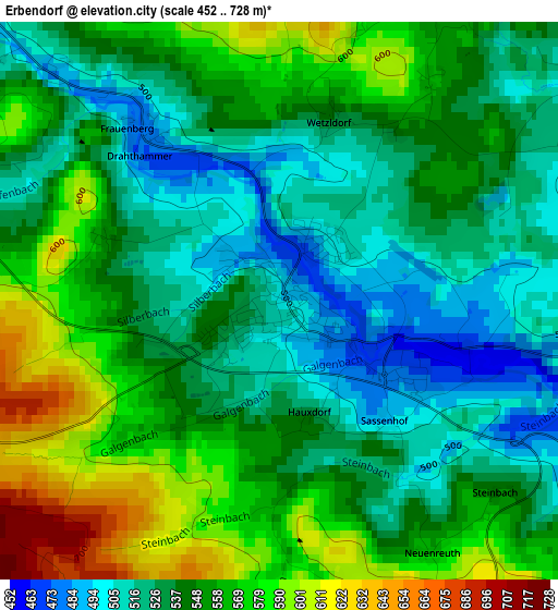 Erbendorf elevation map