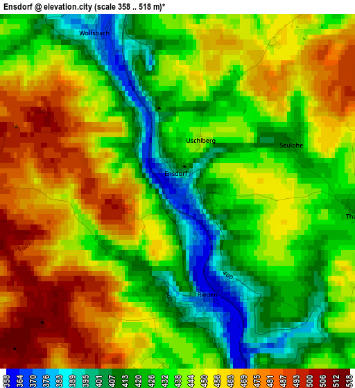 Ensdorf elevation map