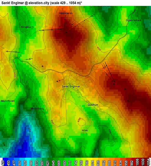 Sankt Englmar elevation map