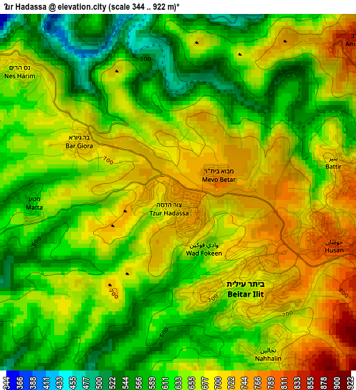 Ẕur Hadassa elevation map