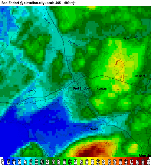 Bad Endorf elevation map