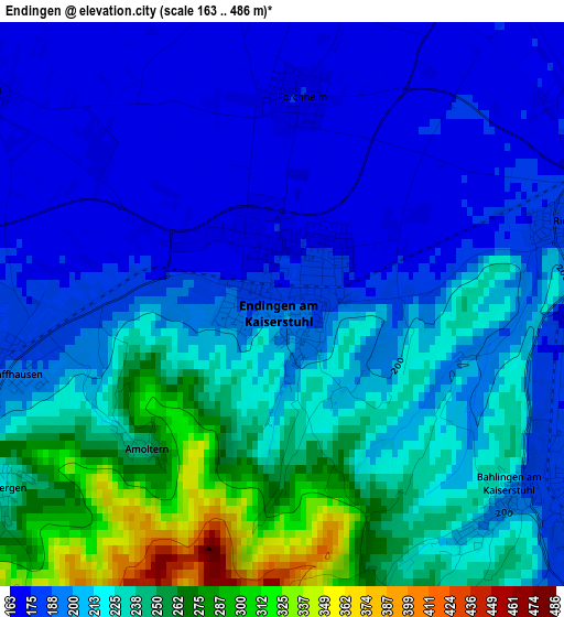 Endingen elevation map