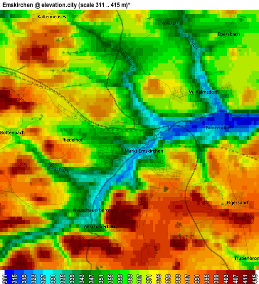 Emskirchen elevation map