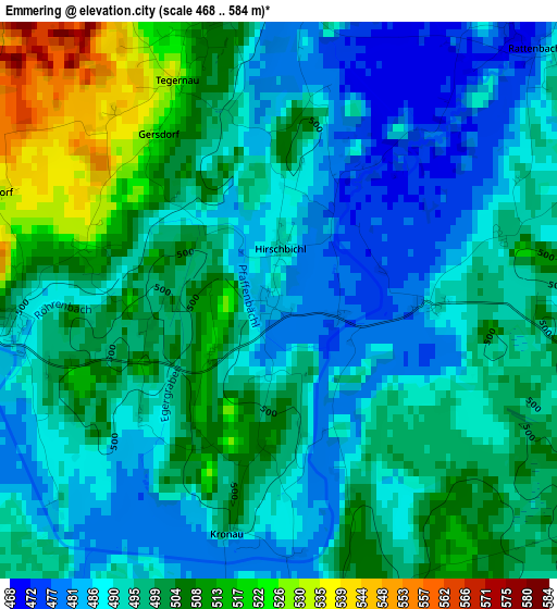 Emmering elevation map