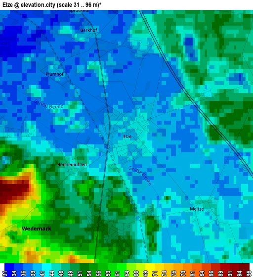 Elze elevation map