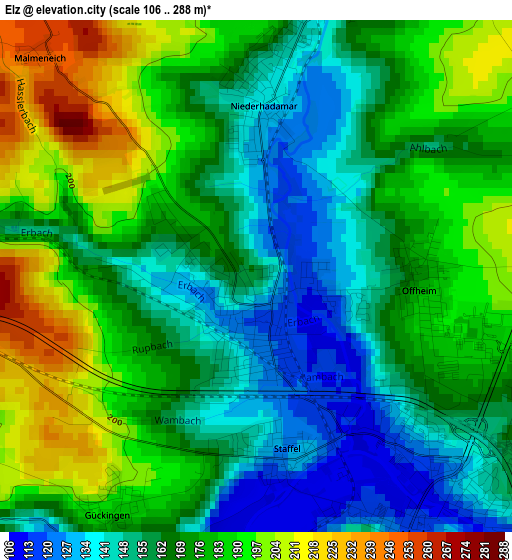 Elz elevation map