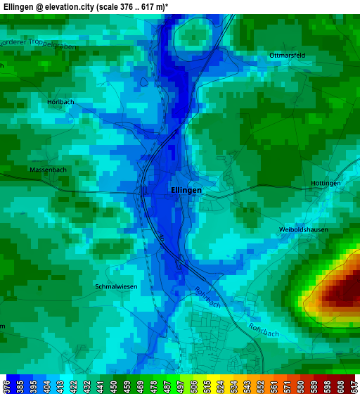 Ellingen elevation map