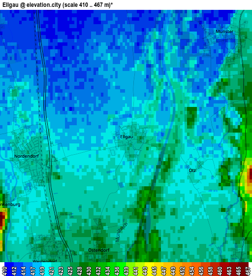 Ellgau elevation map