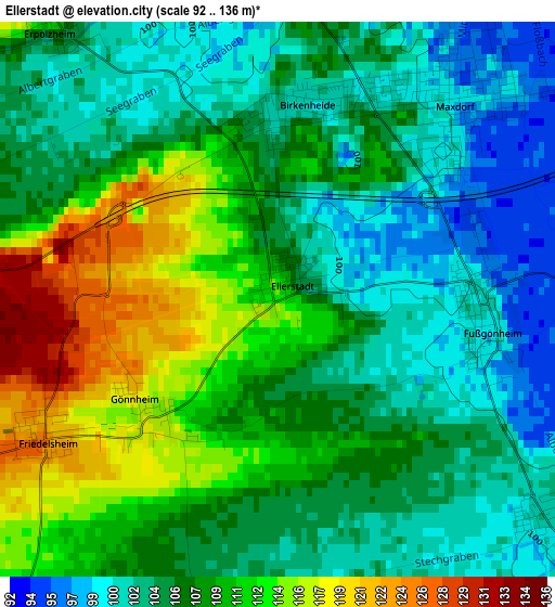 Ellerstadt elevation map