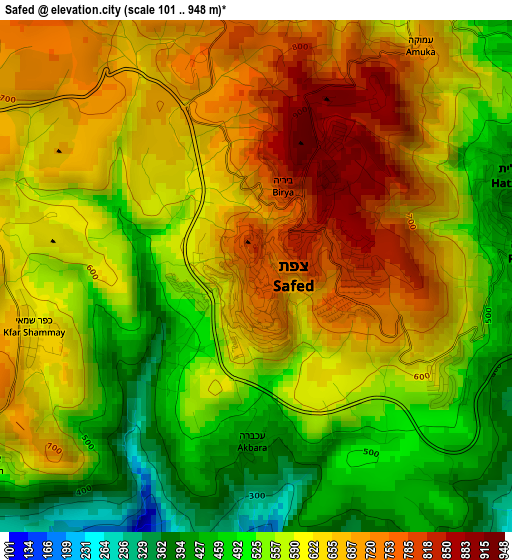 Safed elevation map