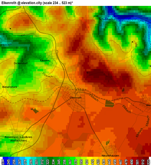 Elkenroth elevation map