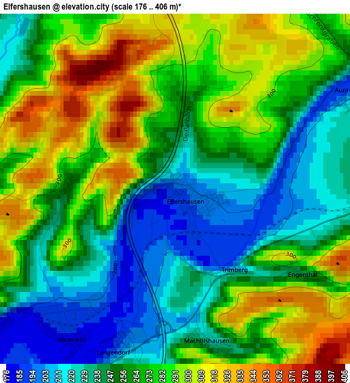 Elfershausen elevation map