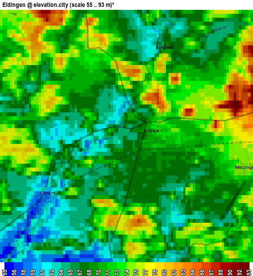 Eldingen elevation map