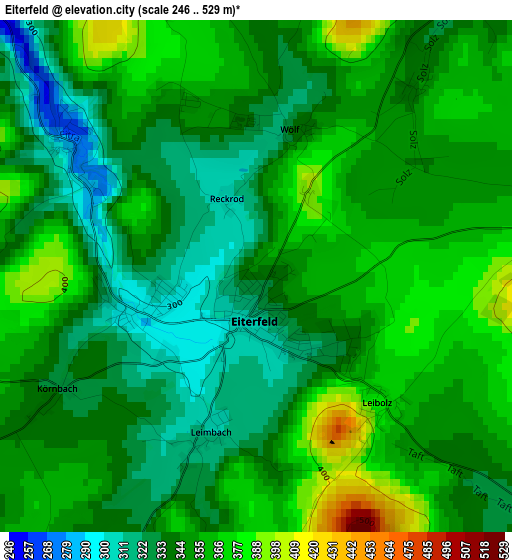 Eiterfeld elevation map