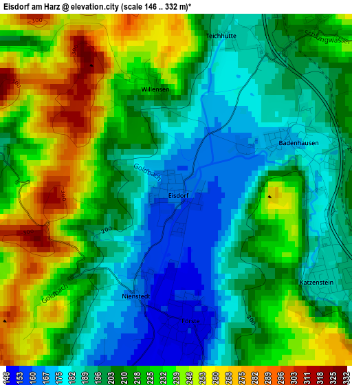 Eisdorf am Harz elevation map