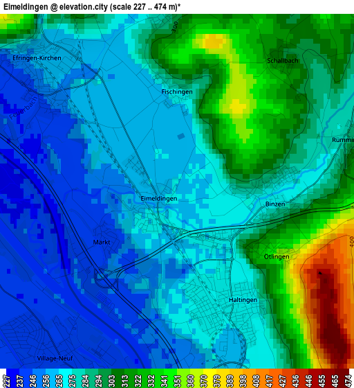 Eimeldingen elevation map