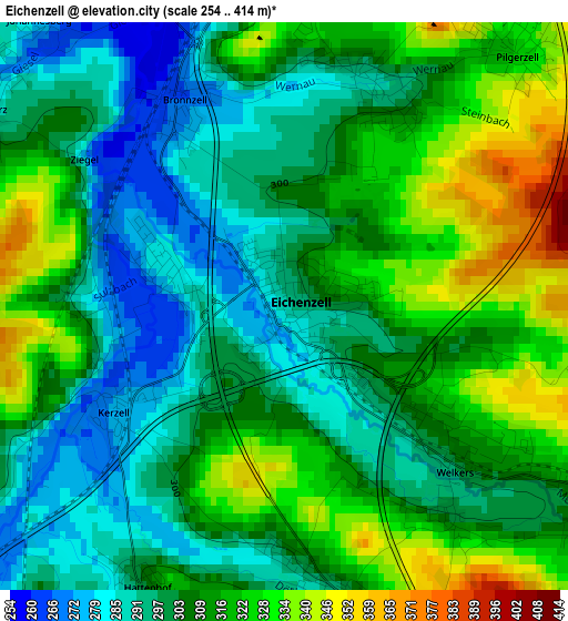 Eichenzell elevation map