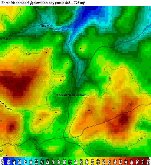 Ehrenfriedersdorf elevation map