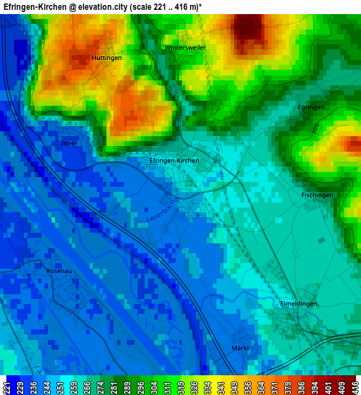 Efringen-Kirchen elevation map