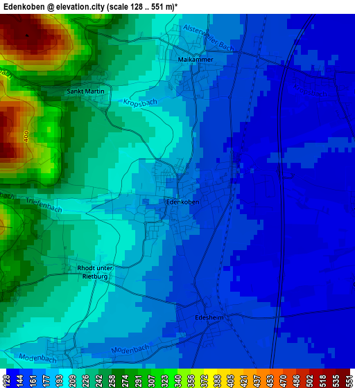 Edenkoben elevation map