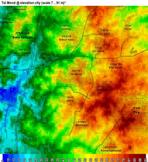 Tel Mond elevation map