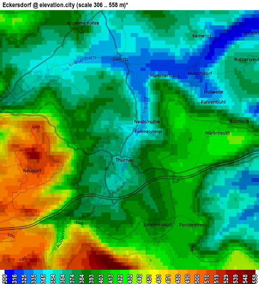 Eckersdorf elevation map