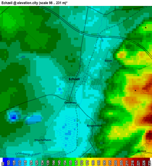 Echzell elevation map