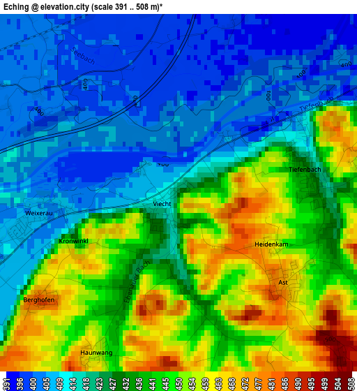 Eching elevation map