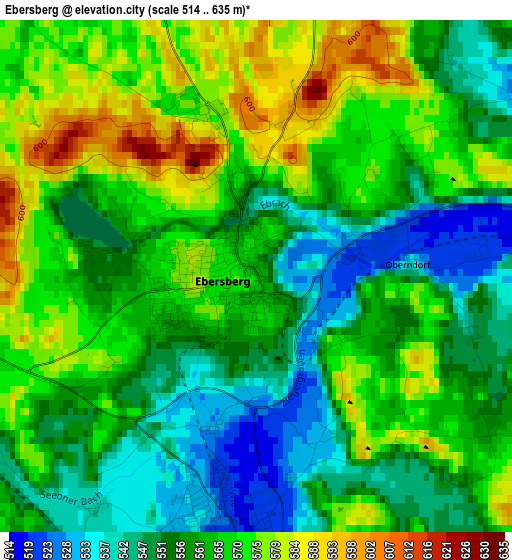 Ebersberg elevation map