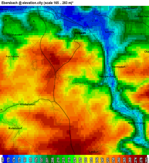 Ebersbach elevation map