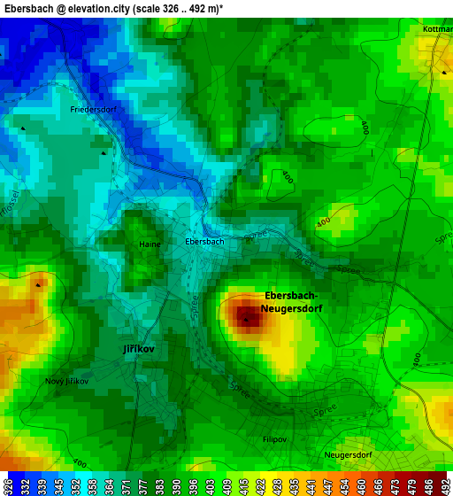 Ebersbach elevation map