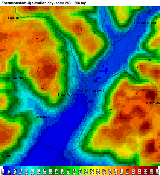 Ebermannstadt elevation map