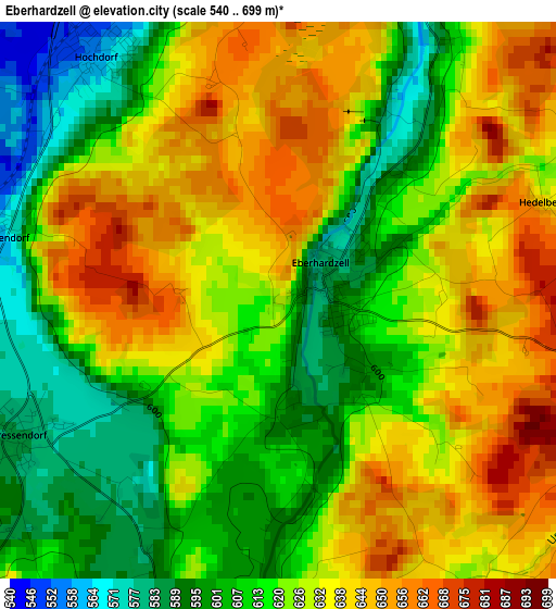 Eberhardzell elevation map