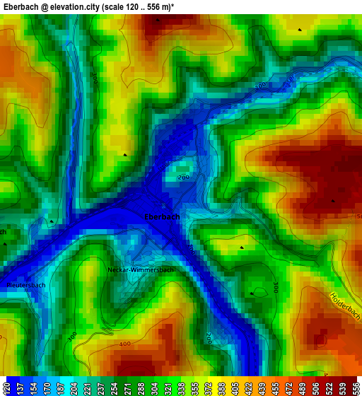 Eberbach elevation map