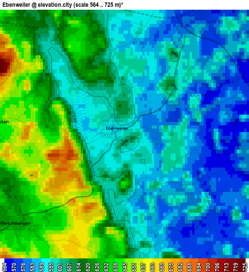 Ebenweiler elevation map