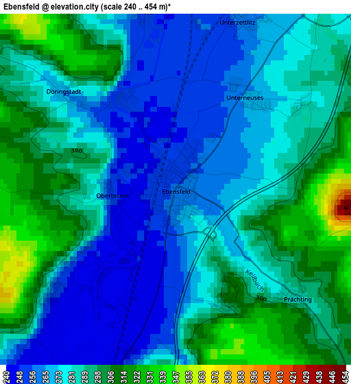 Ebensfeld elevation map