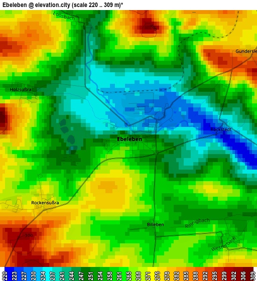 Ebeleben elevation map